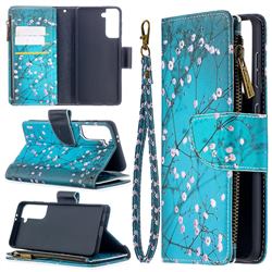 Blue Plum Binfen Color BF03 Retro Zipper Leather Wallet Phone Case for Samsung Galaxy S21 / Galaxy S30