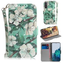 Watercolor Flower 3D Painted Leather Wallet Phone Case for Samsung Galaxy S21 / Galaxy S30
