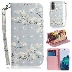 Magnolia Flower 3D Painted Leather Wallet Phone Case for Samsung Galaxy S21 / Galaxy S30