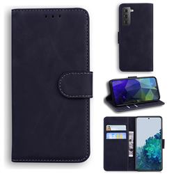 Retro Classic Skin Feel Leather Wallet Phone Case for Samsung Galaxy S21 / Galaxy S30 - Black
