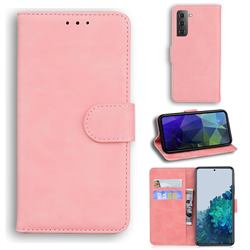 Retro Classic Skin Feel Leather Wallet Phone Case for Samsung Galaxy S21 / Galaxy S30 - Pink