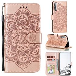 Intricate Embossing Datura Solar Leather Wallet Case for Samsung Galaxy S21 / Galaxy S30 - Rose Gold