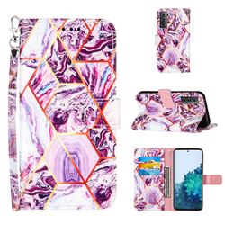 Dream Purple Stitching Color Marble Leather Wallet Case for Samsung Galaxy S21