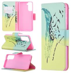 Feather Bird Leather Wallet Case for Samsung Galaxy S21