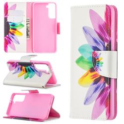 Seven-color Flowers Leather Wallet Case for Samsung Galaxy S21