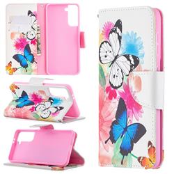 Vivid Flying Butterflies Leather Wallet Case for Samsung Galaxy S21