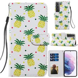 Pineapple Smooth Leather Phone Wallet Case for Samsung Galaxy S21