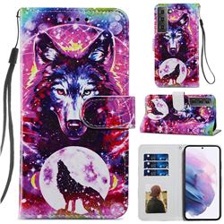 Wolf Totem Smooth Leather Phone Wallet Case for Samsung Galaxy S21