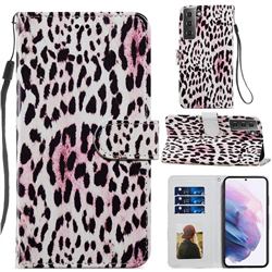 Leopard Smooth Leather Phone Wallet Case for Samsung Galaxy S21