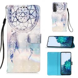 Fantasy Campanula 3D Painted Leather Wallet Case for Samsung Galaxy S21