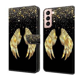 Golden Angel Wings Crystal PU Leather Protective Wallet Case Cover for Samsung Galaxy S21