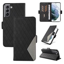 Grid Pattern Splicing Protective Wallet Case Cover for Samsung Galaxy S21 - Black