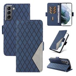 Grid Pattern Splicing Protective Wallet Case Cover for Samsung Galaxy S21 - Blue
