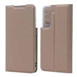 Ultra Slim Card Magnetic Automatic Suction Leather Wallet Case for Samsung Galaxy S21 FE - Rose Gold