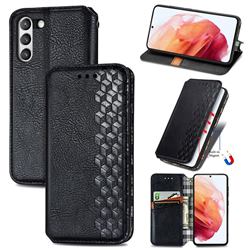 Ultra Slim Fashion Business Card Magnetic Automatic Suction Leather Flip Cover for Samsung Galaxy S21 FE - Black
