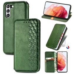 Ultra Slim Fashion Business Card Magnetic Automatic Suction Leather Flip Cover for Samsung Galaxy S21 FE - Green