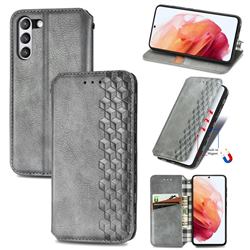 Ultra Slim Fashion Business Card Magnetic Automatic Suction Leather Flip Cover for Samsung Galaxy S21 FE - Grey