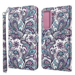 Swirl Flower 3D Painted Leather Wallet Case for Samsung Galaxy S21 FE