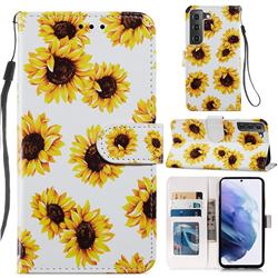 Sunflower Smooth Leather Phone Wallet Case for Samsung Galaxy S21 FE