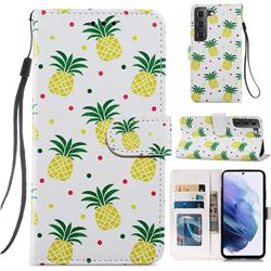 Pineapple Smooth Leather Phone Wallet Case for Samsung Galaxy S21 FE