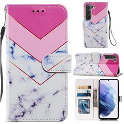 Smoke Marble Smooth Leather Phone Wallet Case for Samsung Galaxy S21 FE