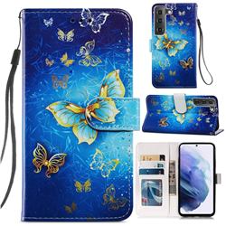 Phnom Penh Butterfly Smooth Leather Phone Wallet Case for Samsung Galaxy S21 FE