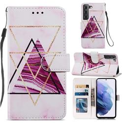 Three-color Marble Smooth Leather Phone Wallet Case for Samsung Galaxy S21 FE