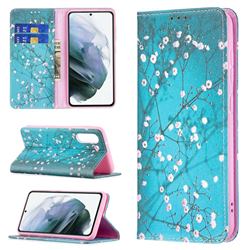 Plum Blossom Slim Magnetic Attraction Wallet Flip Cover for Samsung Galaxy S21 FE