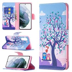 Tree and Owls Leather Wallet Case for Samsung Galaxy S21 FE