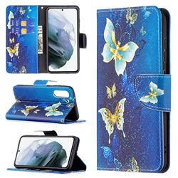 Golden Butterflies Leather Wallet Case for Samsung Galaxy S21 FE
