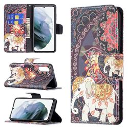 Totem Flower Elephant Leather Wallet Case for Samsung Galaxy S21 FE