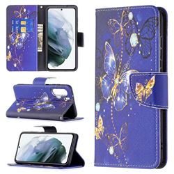 Purple Butterfly Leather Wallet Case for Samsung Galaxy S21 FE