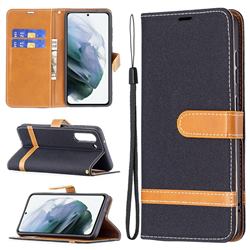 Jeans Cowboy Denim Leather Wallet Case for Samsung Galaxy S21 FE - Black
