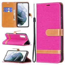Jeans Cowboy Denim Leather Wallet Case for Samsung Galaxy S21 FE - Rose
