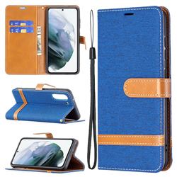 Jeans Cowboy Denim Leather Wallet Case for Samsung Galaxy S21 FE - Sapphire