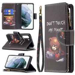Chainsaw Bear Binfen Color BF03 Retro Zipper Leather Wallet Phone Case for Samsung Galaxy S21 FE