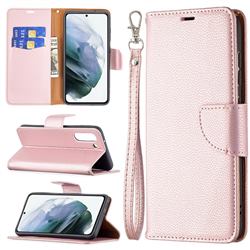 Classic Luxury Litchi Leather Phone Wallet Case for Samsung Galaxy S21 FE - Golden