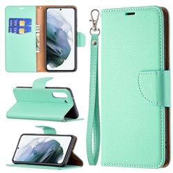 Classic Luxury Litchi Leather Phone Wallet Case for Samsung Galaxy S21 FE - Green