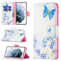 Butterflies Flowers Leather Wallet Case for Samsung Galaxy S21 FE