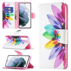 Seven-color Flowers Leather Wallet Case for Samsung Galaxy S21 FE
