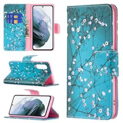 Blue Plum Leather Wallet Case for Samsung Galaxy S21 FE