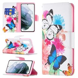 Vivid Flying Butterflies Leather Wallet Case for Samsung Galaxy S21 FE