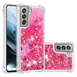 Dynamic Liquid Glitter Sand Quicksand TPU Case for Samsung Galaxy S21 FE - Pink Love Heart