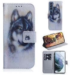 Snow Wolf PU Leather Wallet Case for Samsung Galaxy S21 FE