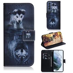 Wolf and Dog PU Leather Wallet Case for Samsung Galaxy S21 FE