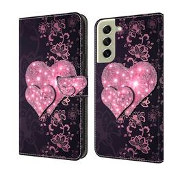 Lace Heart Crystal PU Leather Protective Wallet Case Cover for Samsung Galaxy S21 FE