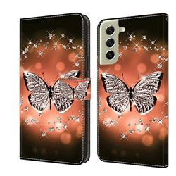 Crystal Butterfly Crystal PU Leather Protective Wallet Case Cover for Samsung Galaxy S21 FE