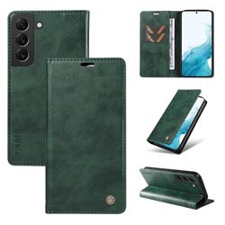 YIKATU Litchi Card Magnetic Automatic Suction Leather Flip Cover for Samsung Galaxy S21 FE - Green