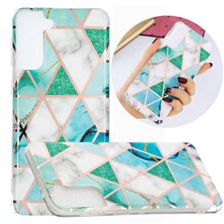 Green White Galvanized Rose Gold Marble Phone Back Cover for Samsung Galaxy S21 Plus / S30 Plus
