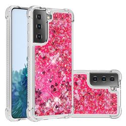 Dynamic Liquid Glitter Sand Quicksand TPU Case for Samsung Galaxy S21 Plus - Pink Love Heart